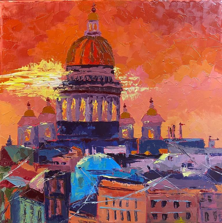 ISAAC'S CATHEDRAL AT SUNSET, ST. PETERSBURG Painting by Yulia Gavarini ...