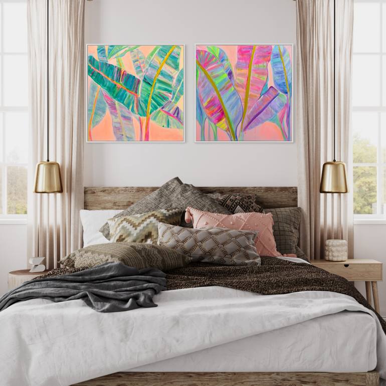 Rainbow Banana Leaves Painting by Kathryn Sillince | Saatchi Art