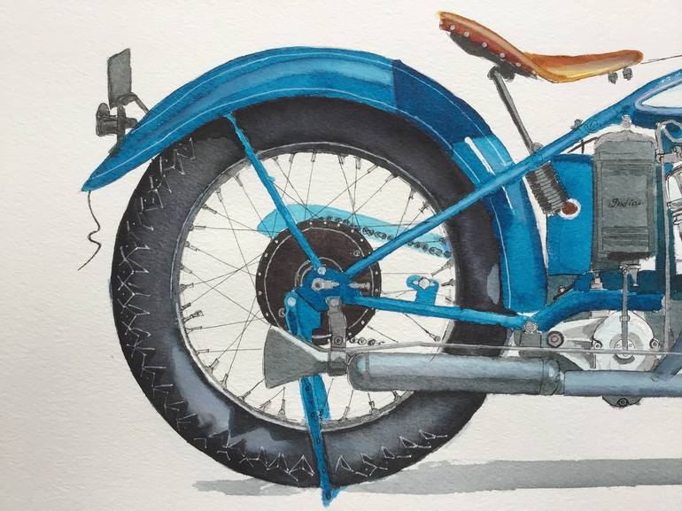 Original Illustration Motorcycle Painting by Bogdan Tomaszycki