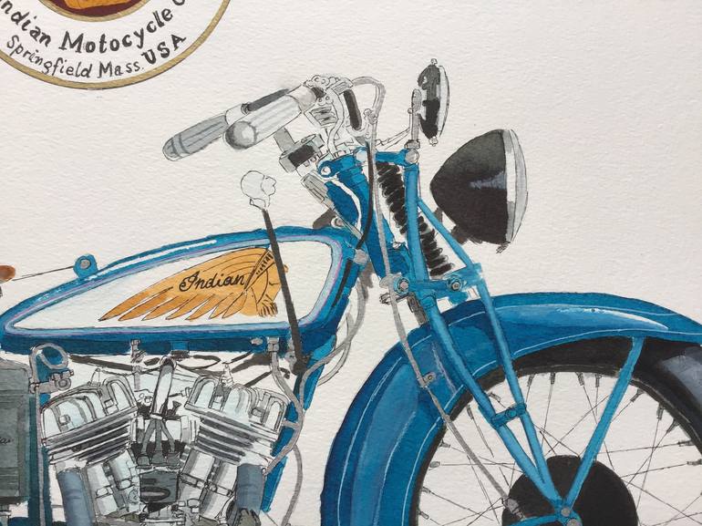 Original Illustration Motorcycle Painting by Bogdan Tomaszycki