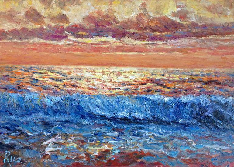 Heavy Impasto Painting Seascape Wall Art Palette Knife Painting Thick  Acrylic Painting Impressionist Ocean Textured Painting 