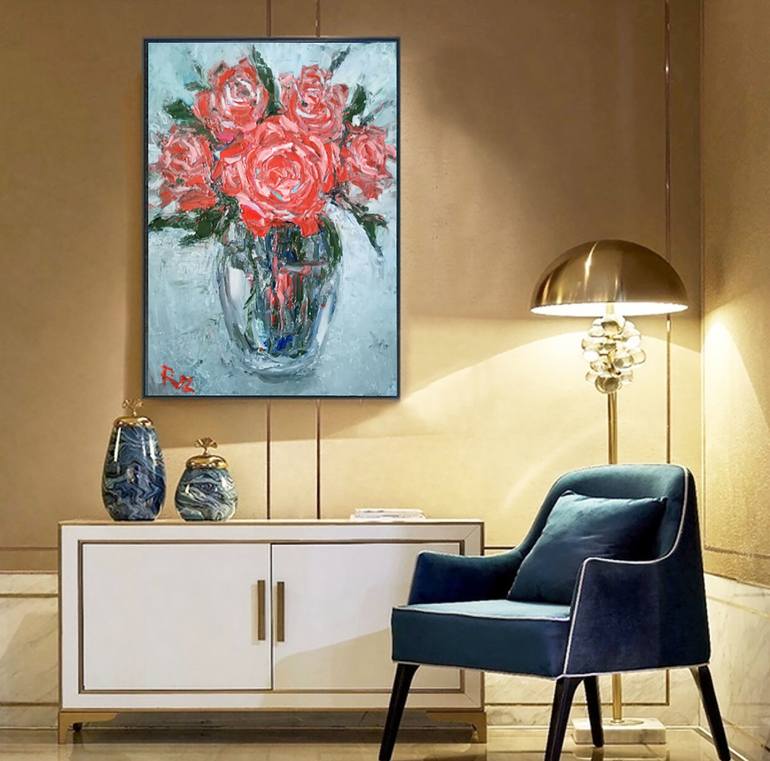 Original Abstract Expressionism Floral Painting by NATALYA RUZ