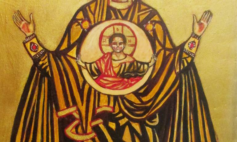 Original Figurative Religion Painting by Grafolinea Art
