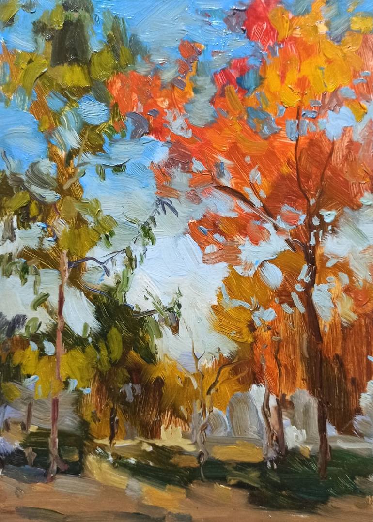 Autumn Trees Original Nature store Scene Scenery Landscape Painting Impressionist Wall