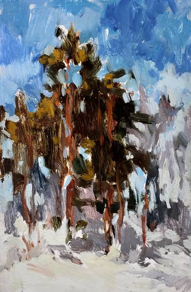 Decorative panel, Abstract Winter Trees Wall Décor, Snow scene thumb