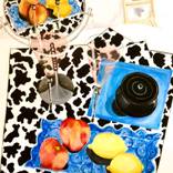 Still Life with Pink Champagne and Fruit by Leslie Brownstein