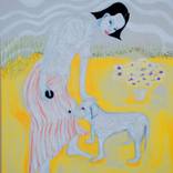 Girl With Dog and Ball by Leslie Brownstein