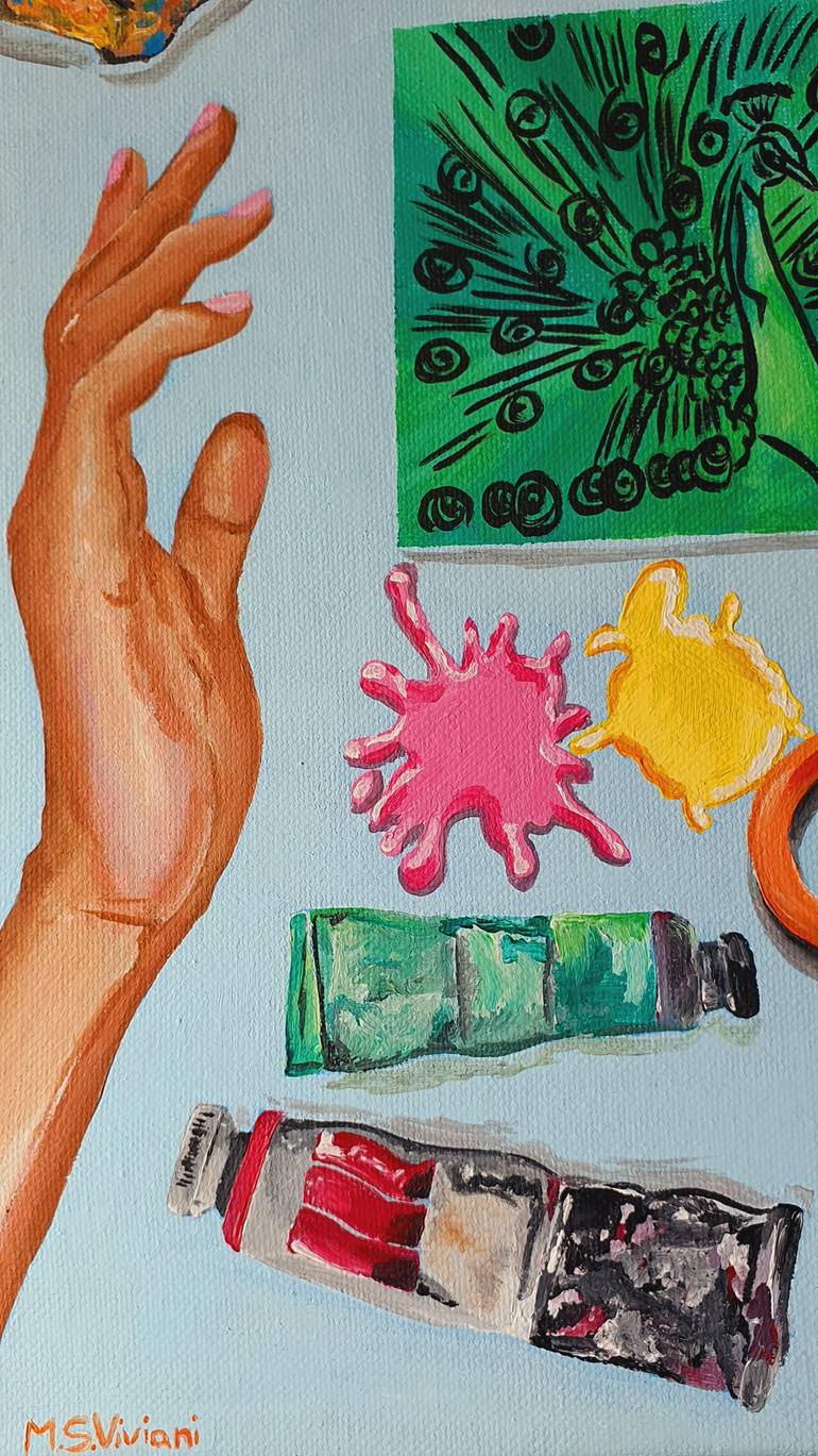 Original Pop Art Science/Technology Painting by Maria Sabrina Viviani