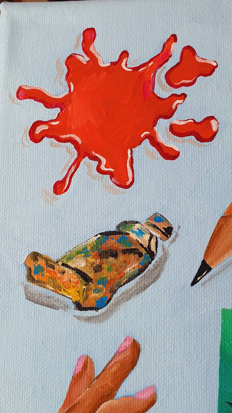 Original Pop Art Science/Technology Painting by Maria Sabrina Viviani