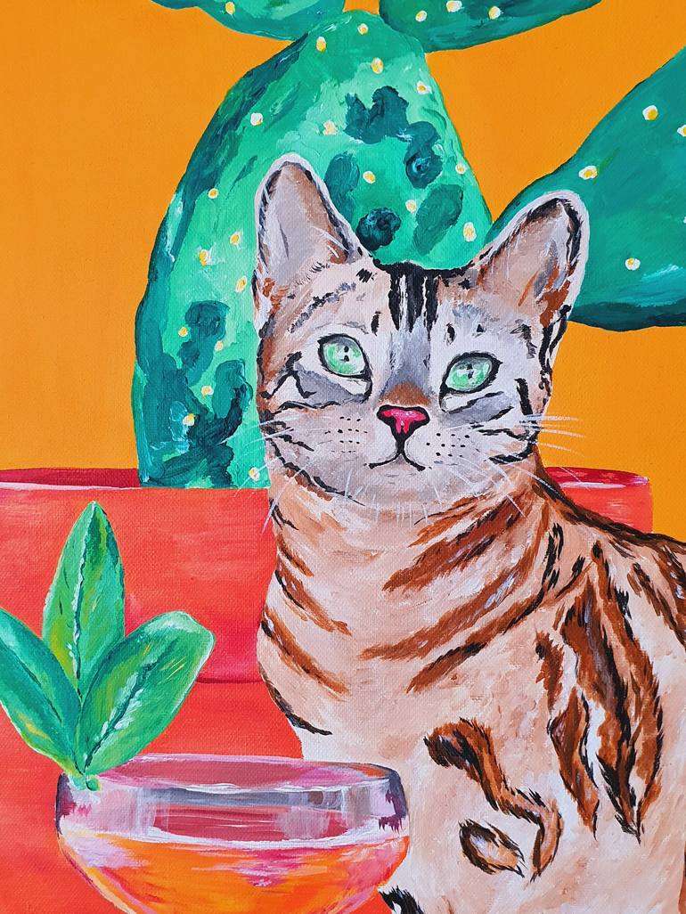 Original Contemporary Cats Painting by Maria Sabrina Viviani