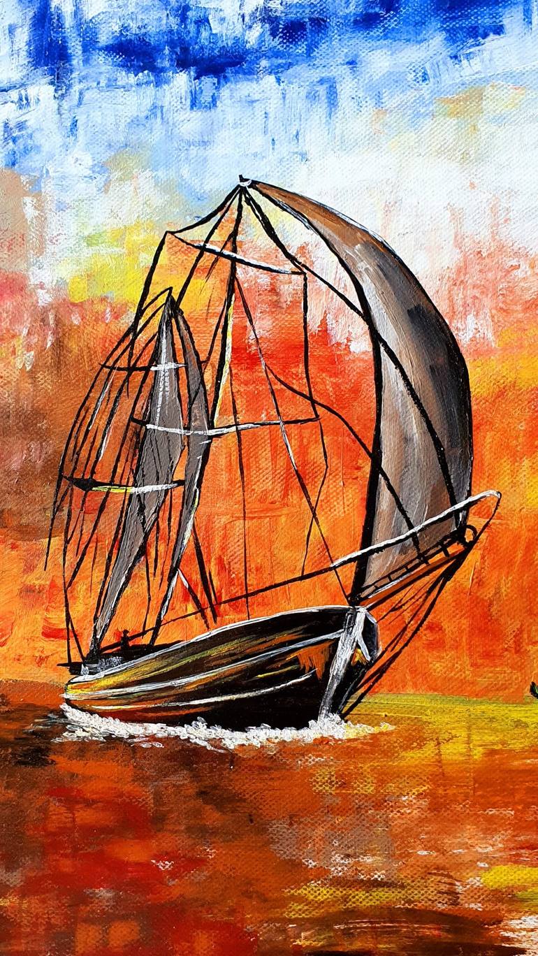 Original Contemporary Boat Painting by Maria Sabrina Viviani