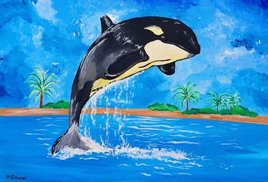 Orca Watercolor Painting Print by Slaveika Aladjova Art 