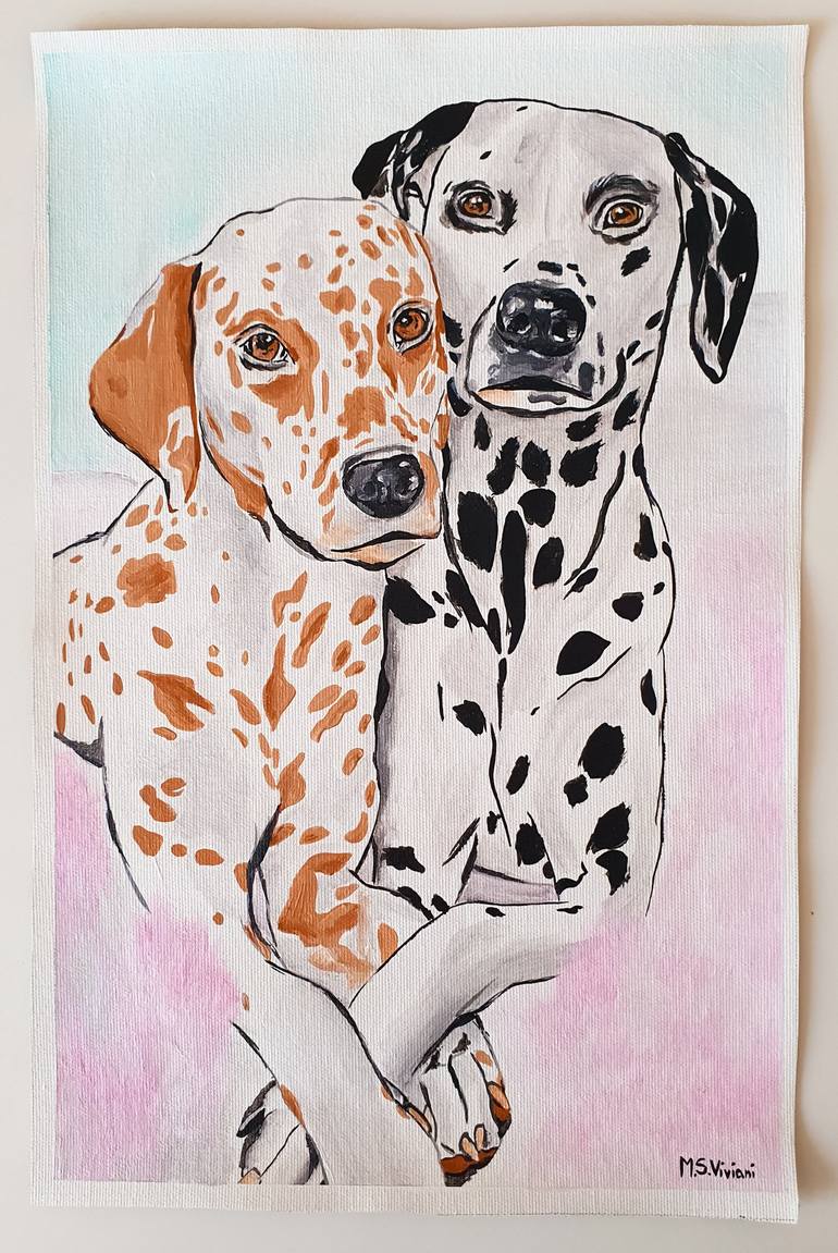 Original Contemporary Dogs Painting by Maria Sabrina Viviani