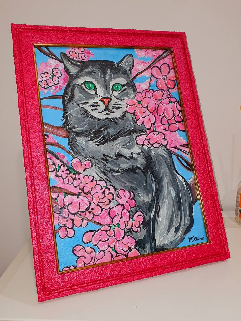 Original Portraiture Cats Painting by Maria Sabrina Viviani