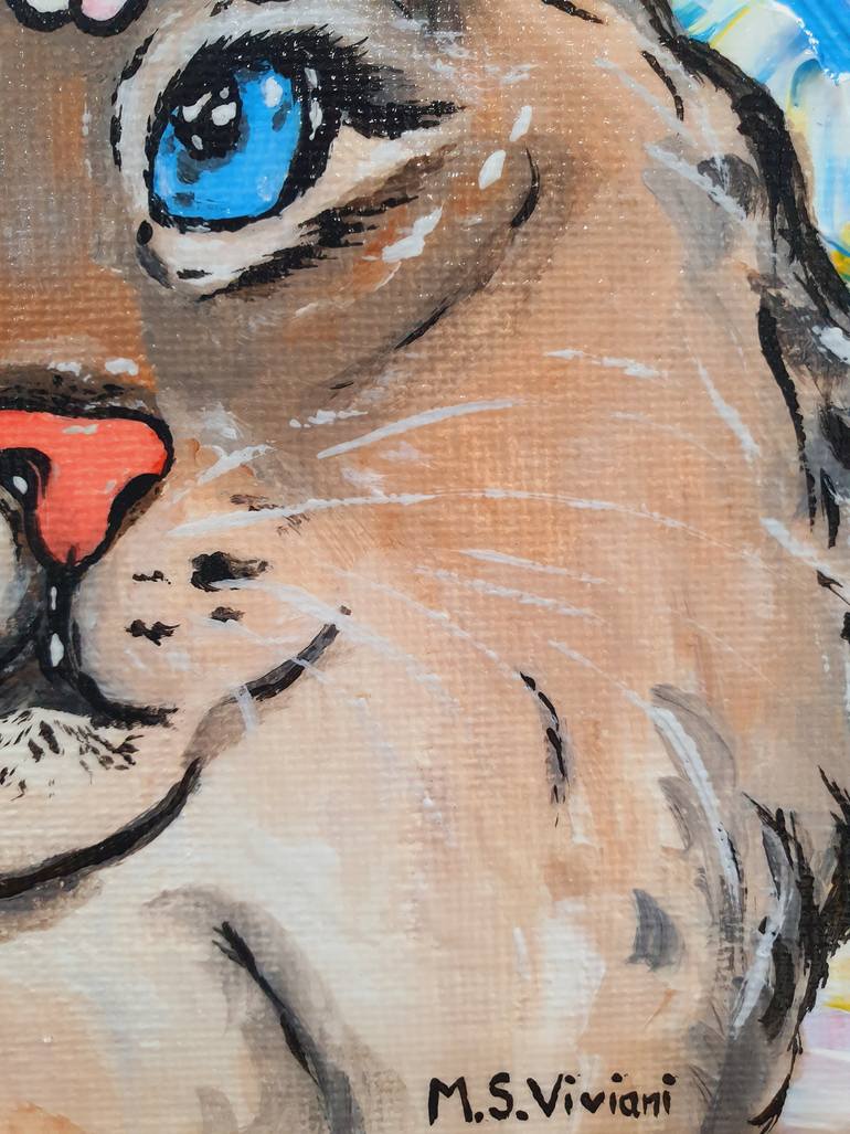 Original Contemporary Cats Painting by Maria Sabrina Viviani