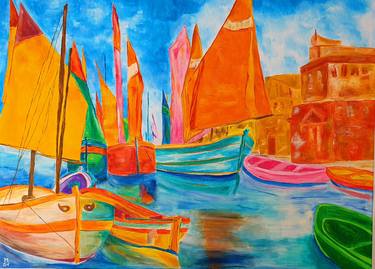 Original Expressionism Boat Paintings by Maria Sabrina Viviani