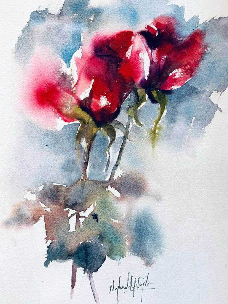 Rose Bouquet Painting by Naghmeh Afshinjah | Saatchi Art