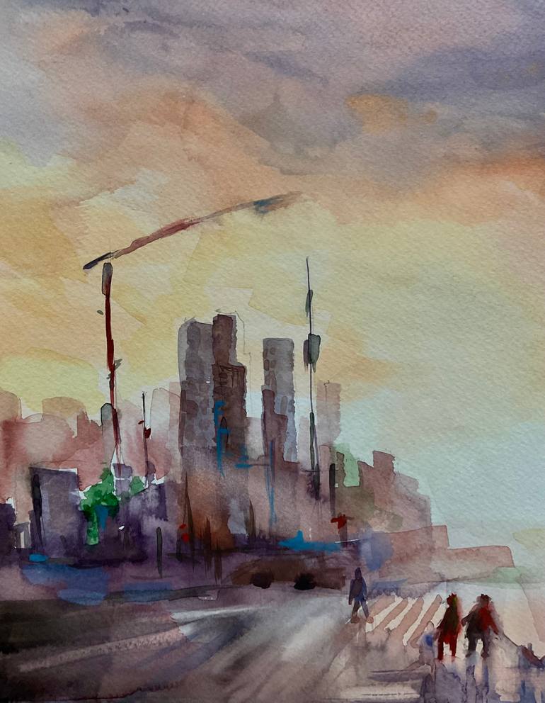 Original Impressionism Architecture Painting by Vera Klimova