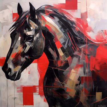 Print of Abstract Horse Digital by Diana Vezhnina
