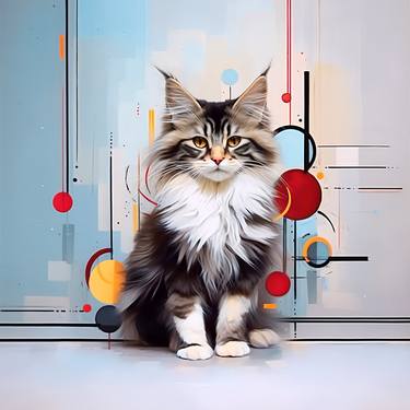 Print of Abstract Cats Digital by Diana Vezhnina