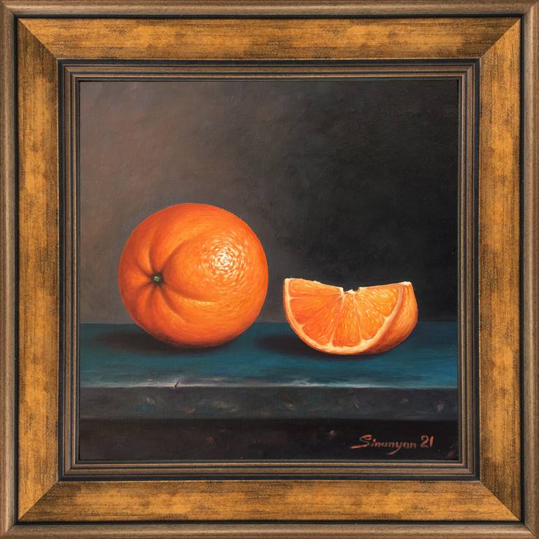 Original Oil Painting, Oranges, Oil on Wood, Framed Wall good Art