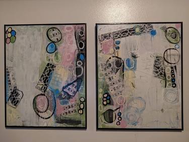 Two 16 x 20 Abstract Paintings (Geometric Soft) thumb