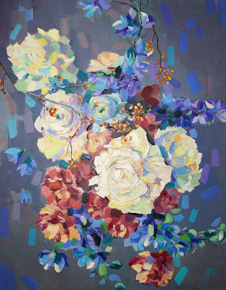 Bouquet of flowers peonies Painting by Mariya Molchanova | Saatchi Art