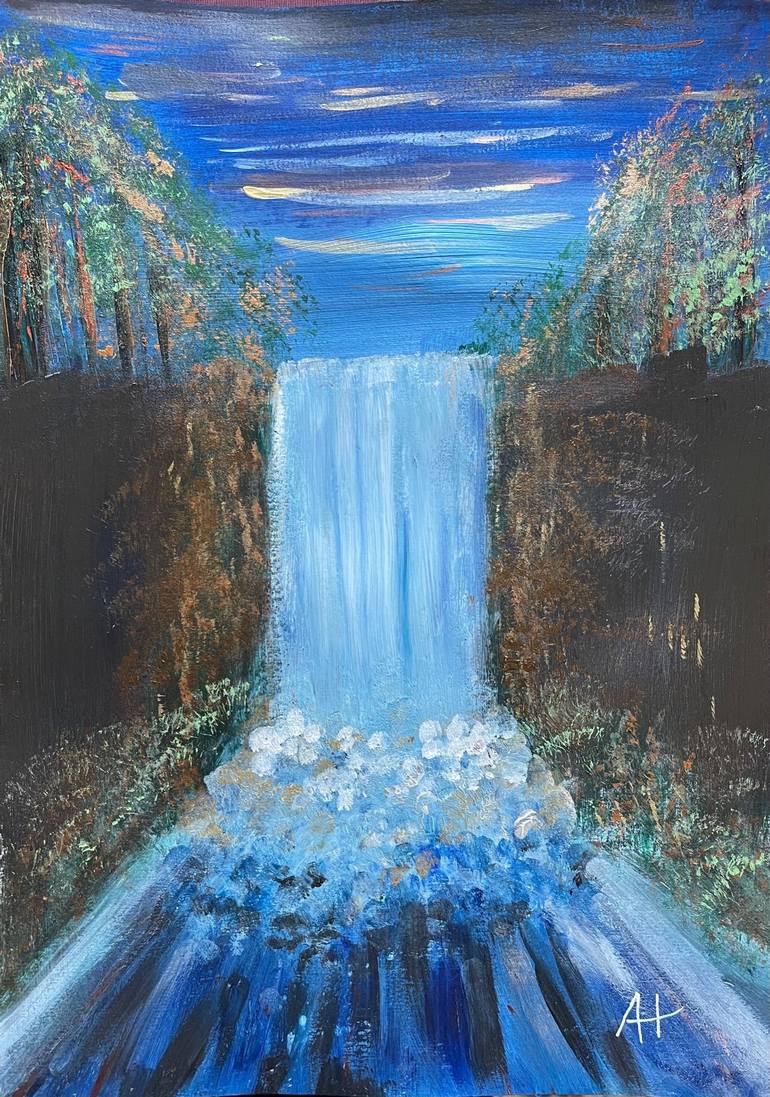 Waterfall Painting by Alicia Hentall