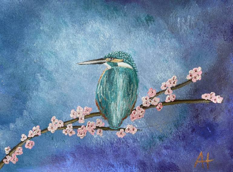 Kingfisher and blossom