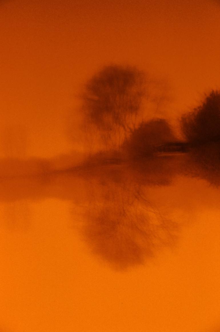 Original Landscape Photography by Gelu Stanculescu | Expressionism Art on Plastic | Fog on the lake (3) - unedited analog photography