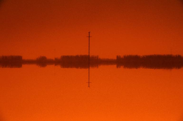 Original Landscape Photography by Gelu Stanculescu | Expressionism Art on Plastic | Fog on the lake (2) - unedited analog photography