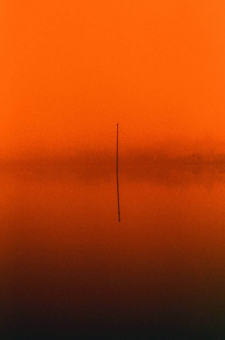 Original Landscape Photography by Gelu Stanculescu | Expressionism Art on Plastic | Fog on the lake (1) - unedited analog photography