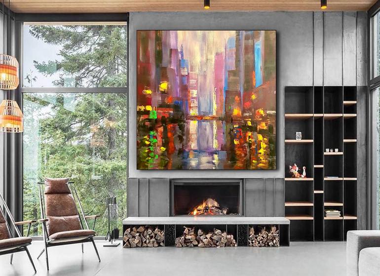 Large Office Wall Art Modern Abstract Painting On Canvas SN10