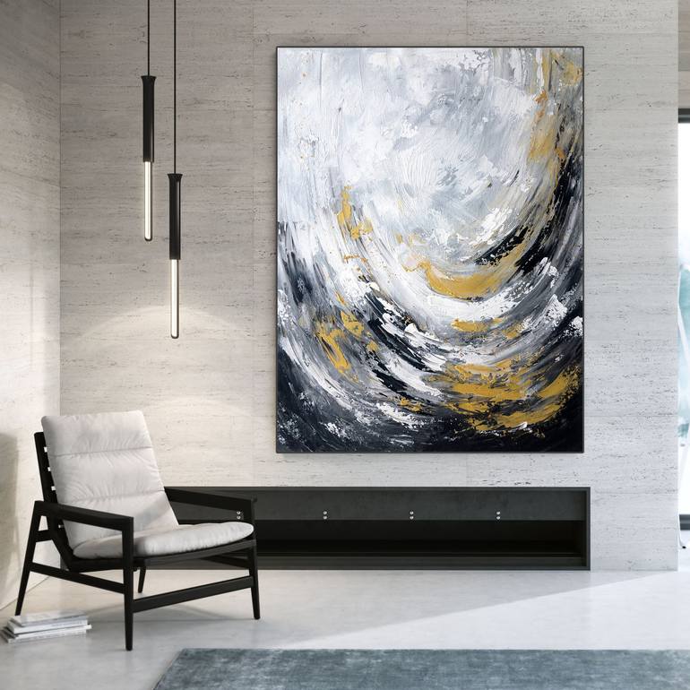 Large Office Wall Art Modern Abstract Painting On Canvas SN10