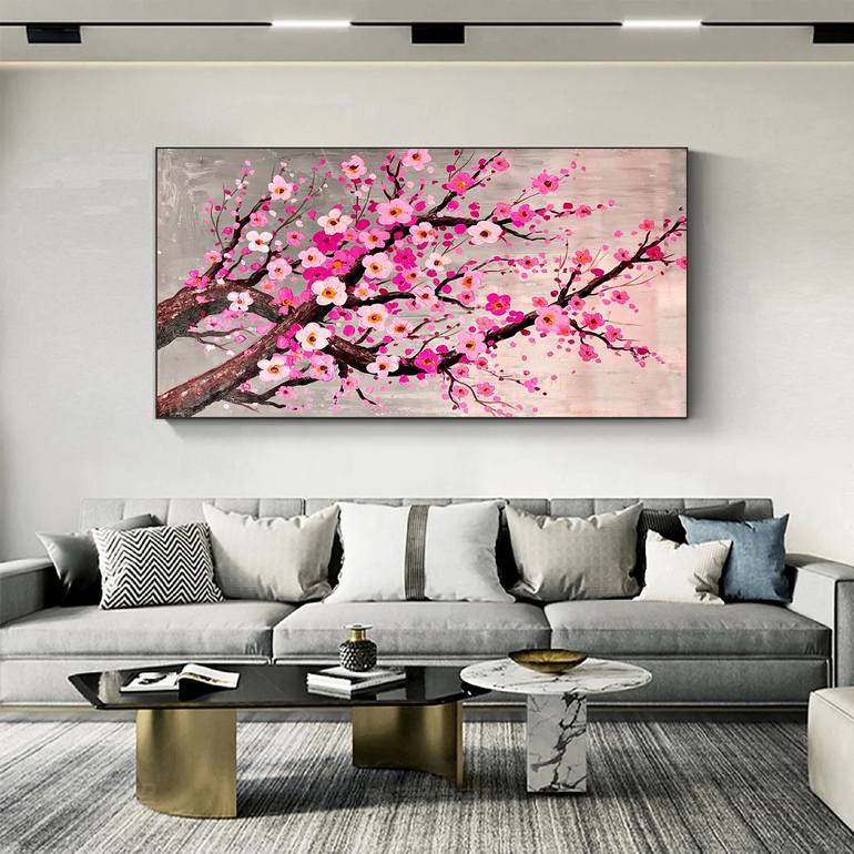 Abstract Painting Acrylic Painting Art Painting Red Beige Pink Wall Home  Office Bedroom Interior Decor Large Canvas Textured Impasto Visi 