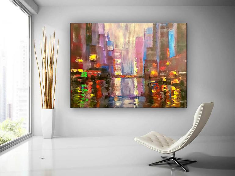 Original Abstract Painting, Cityscape Wall Art, Home Decor AG130 ...