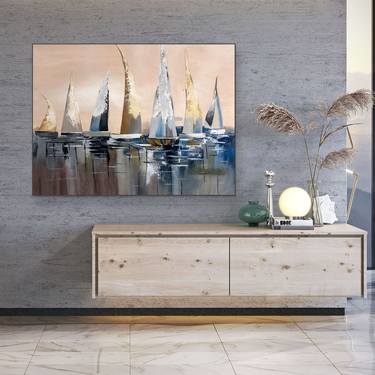 Sailboat Painting, Seascape Painting for modern décor AH104 thumb