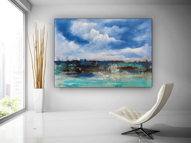 Large Office Wall Art Modern Abstract Painting On Canvas SN10