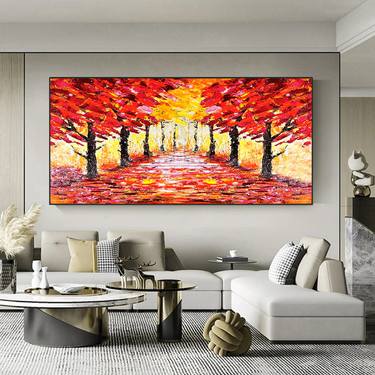 Forest Tree Painting, Autumn Tree Painting, Impasto art thumb