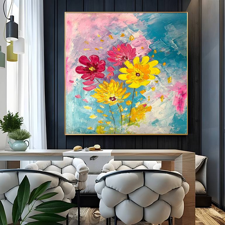 Large Office Wall Art Modern Abstract Painting On Canvas SN10