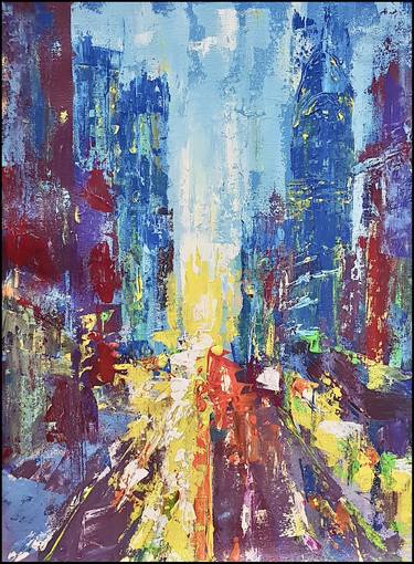 Original Abstract Expressionism Cities Painting by Kal Soom