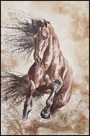 Handmade Watercolor Horse Painting, Modern Abstract Painting, Hand Painting , Original Painting Drawing By Kal Soom | Saatchi Art