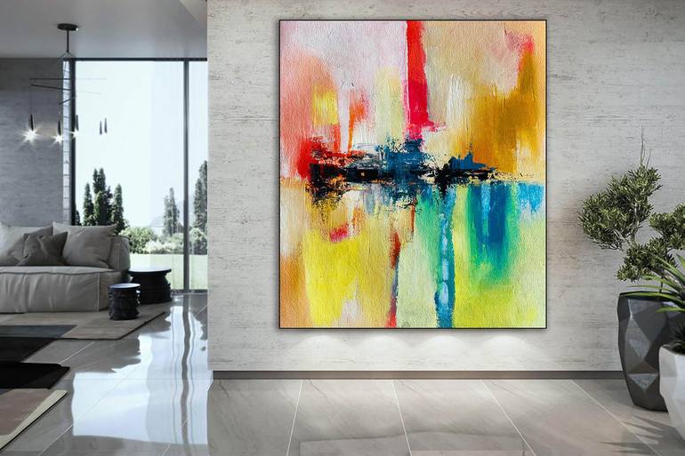 Large Wall Art,Blue & Yellow Abstract Painting,Canvas Wall Art,Original Painting,Modern Wall Art,Paintings On Canvas,Wall Art,PA0008