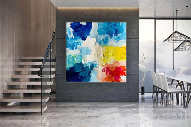Extra Large Abstract Wall Art Boat Painting Colorful Abstract Fine Art