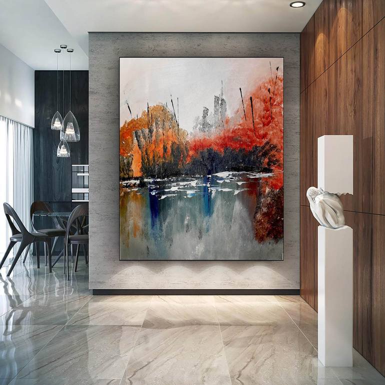 Large Canvas Painting / Oversize Painting / Beige Painting / Landscape  Painting / Modern Painting / Black Painting / Oil Abstract Painting 