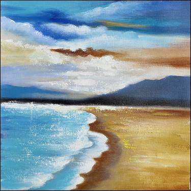 Original Oil Painting on Canvas Sea Landscape Painting,Large Wall Sky Sea Painting,Sea Level Painting Of Sunrise Landscape Large Wall Art thumb