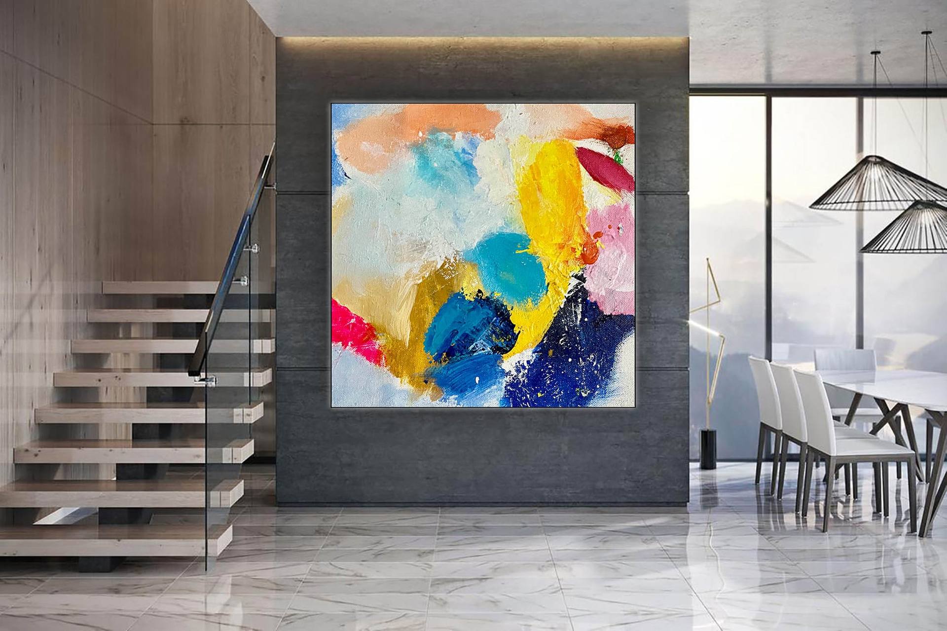 Palette Knife Colorful Hand Painted Textured Oil Painting Artwork Modern Oversize Abstract Extra factory Large Wall Art