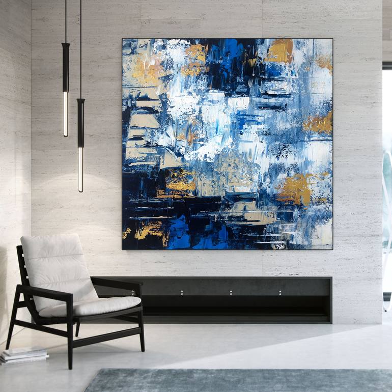 Original Canvas Wall Art Contemporary Modern Decor Painting Colorful Wall Art Black And Gold Abstract Print Texture Art Home Decor