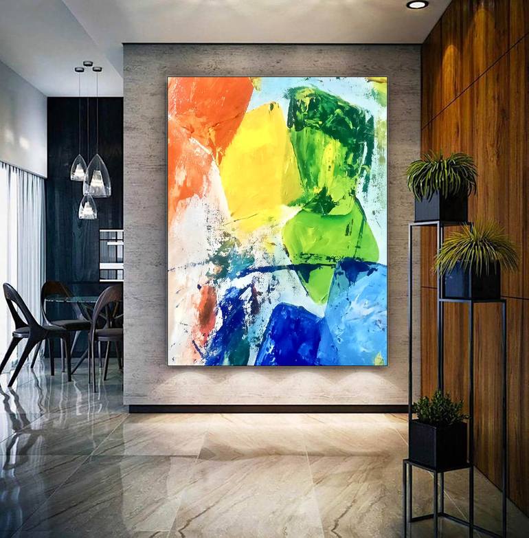 Multi Colour Abstract Acrylic Painting Canvas Large Canvas Home