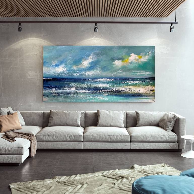 Extra large Sunset Art Landscape Painting, Beach Wall Art G6 Painting by  Kal Soom Saatchi Art